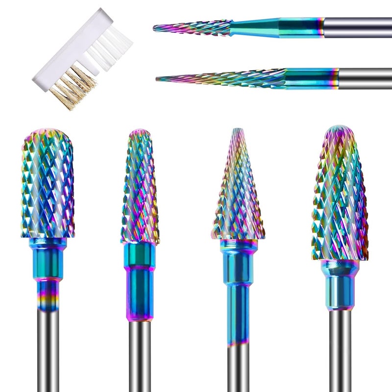 Rolokit 6PCS Nail Drill Bits Set with Cleaning Brush, 3/32 inch Professional Tungsten Carbide Nail Bits Cuticle Efile Nail Drill Bits, Remover Bits for Acrylic Gel Nail Tech Manicure Pedicure, Home Salon - Image 1